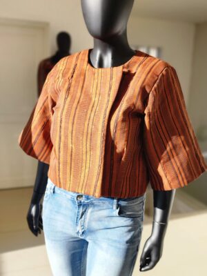 Ìròkò Ember Aso Oke Cropped Kimono Jacket