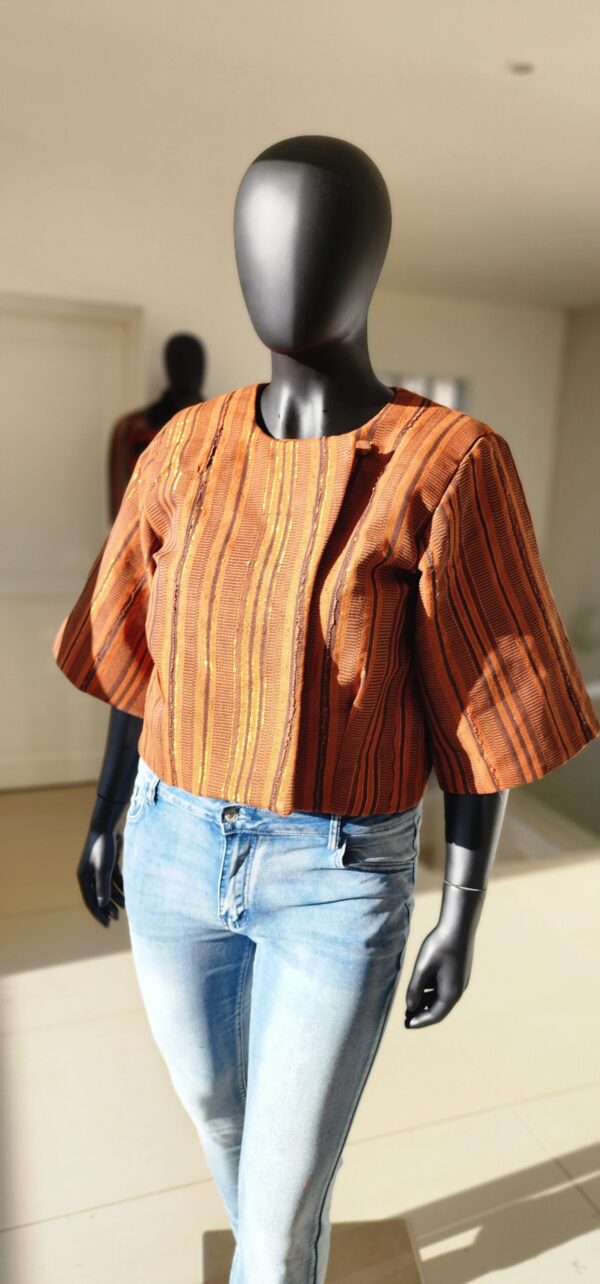 1000439777 Ìròkò Ember Aso Oke Cropped Kimono Jacket