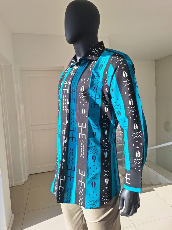 Bogolan Lines Shirt – Blue/Black Edition