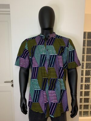 Tayo Shirt – Blue Green Maze Print