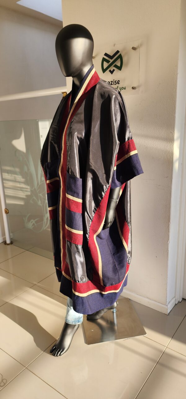 1000458390 ÌBÍLẸ̀ COCOON COAT — RED / GOLD / BURGUNDY EDITION