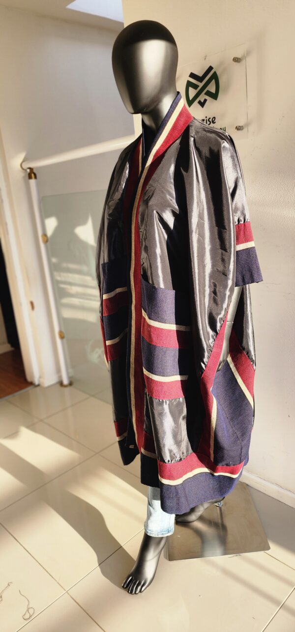 1000458402 ÌBÍLẸ̀ COCOON COAT — RED / GOLD / BURGUNDY EDITION