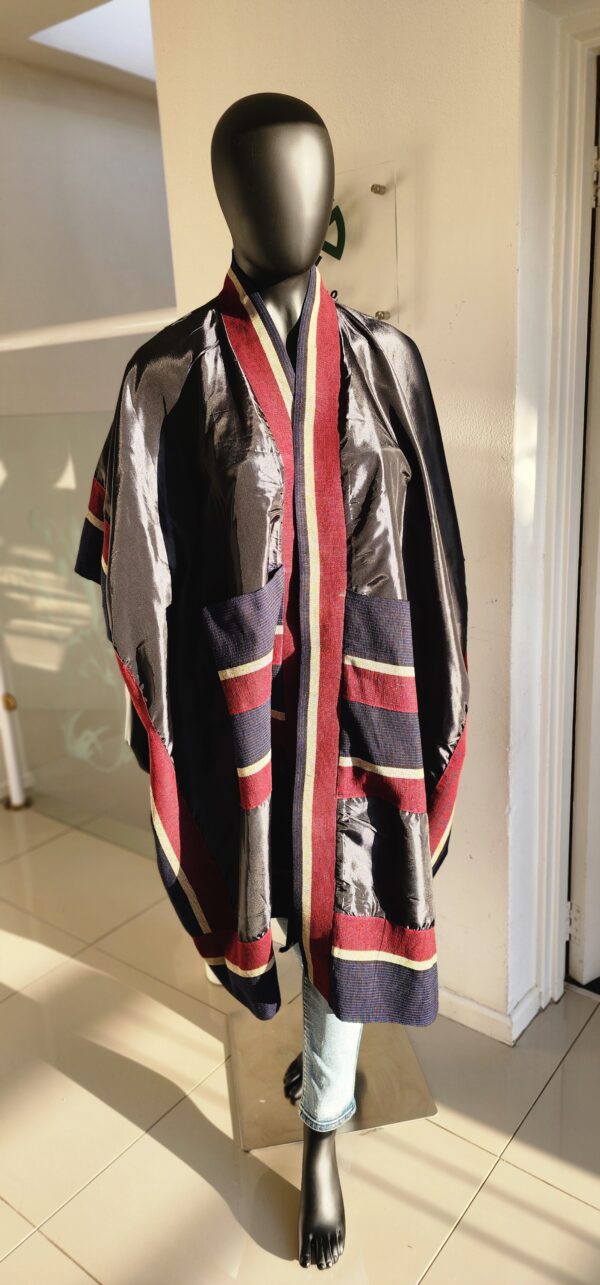 1000458409 ÌBÍLẸ̀ COCOON COAT — RED / GOLD / BURGUNDY EDITION