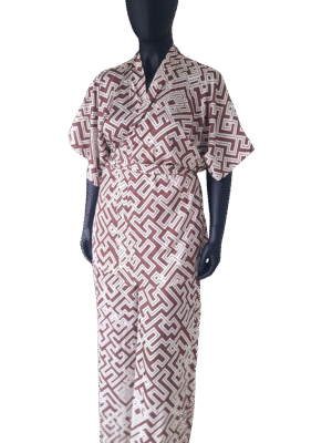 Burgundy Labyrinth Edition Silk Satin African Print