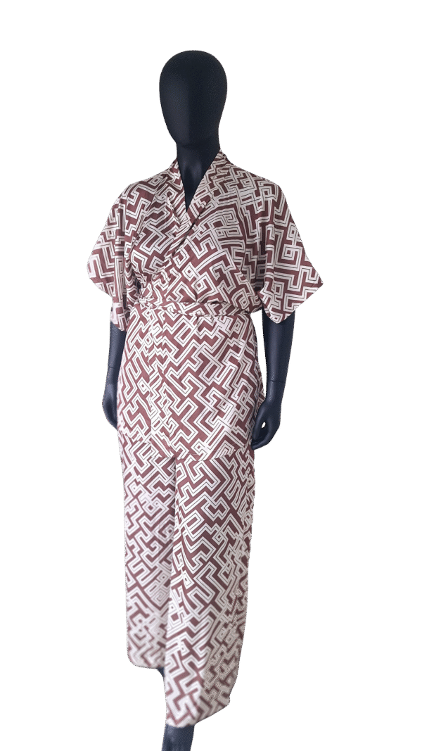 Burgundy Labyrinth Edition Silk Satin African Print